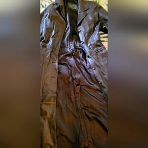 Black Real leather long coat